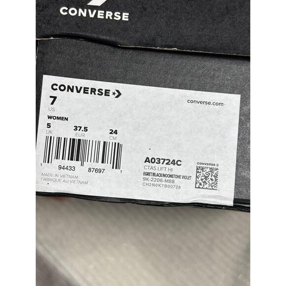 Converse Chuck Taylor All Star Lift Shoes Womens Size 7 Egret Star Print Hi Top - Picture 11 of 11